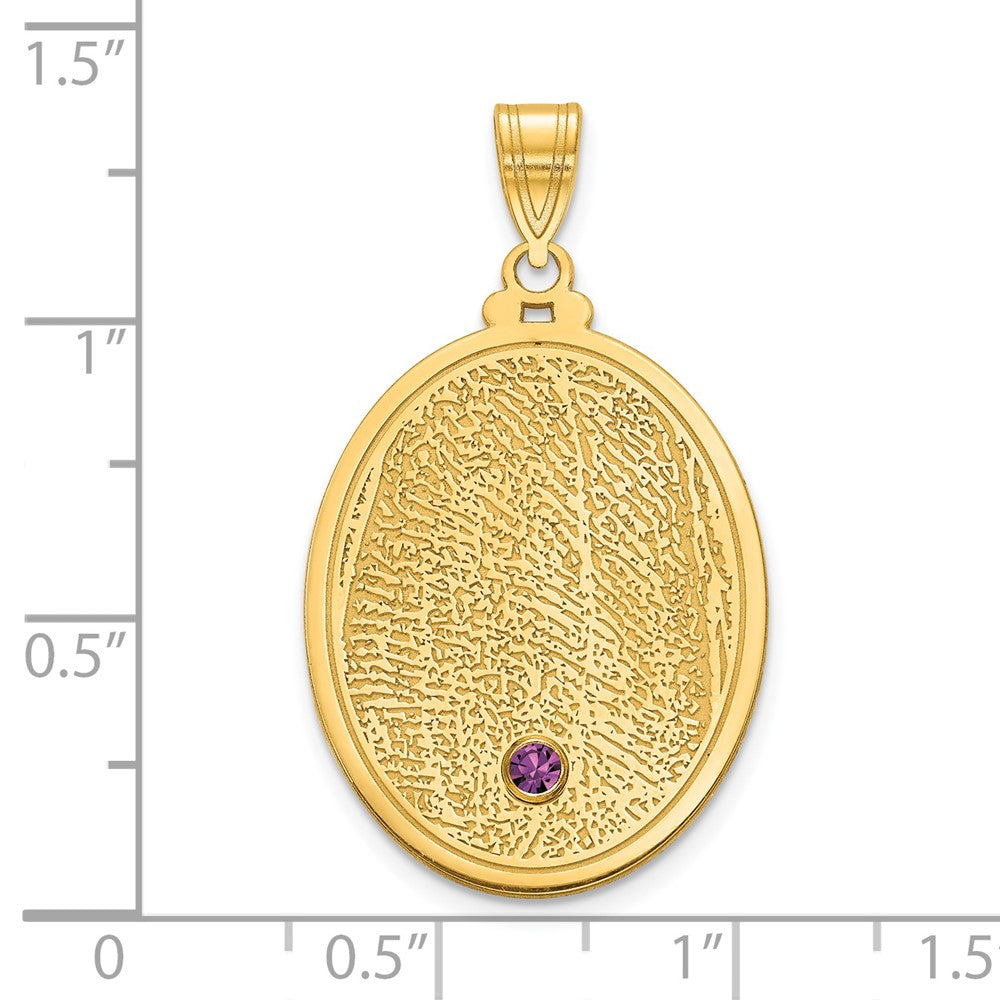 SS/Gold-plated Oval Fingerprint w/14k Bezel Birthstone Pendant