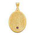 SS/Gold-plated Oval Fingerprint w/14k Bezel Birthstone Pendant