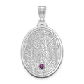 10kw Oval Fingerprint w/ 14k Rhod-plated Bezel Birthstone Pendant