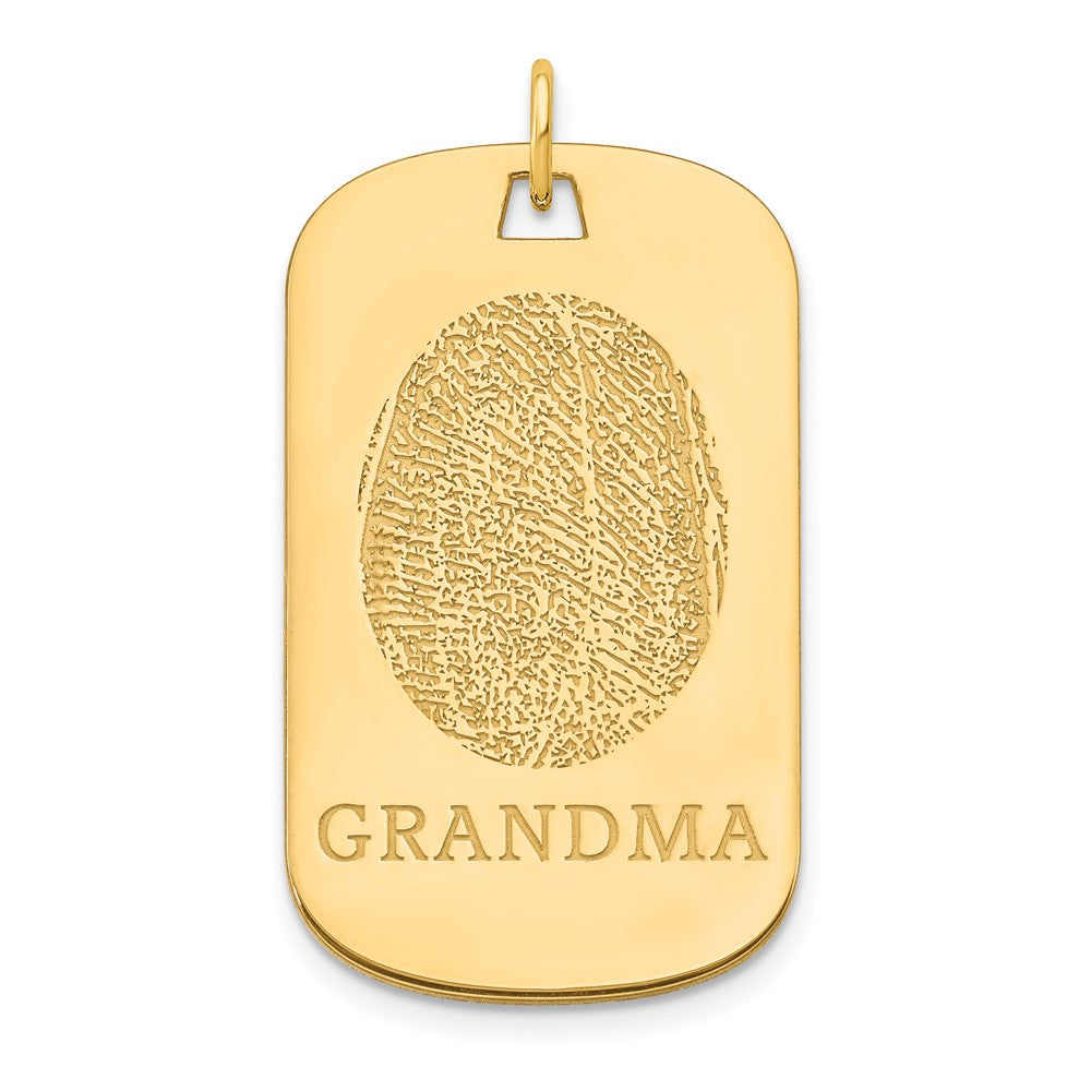 14k Yellow Gold Fingerprint Dog Tag
