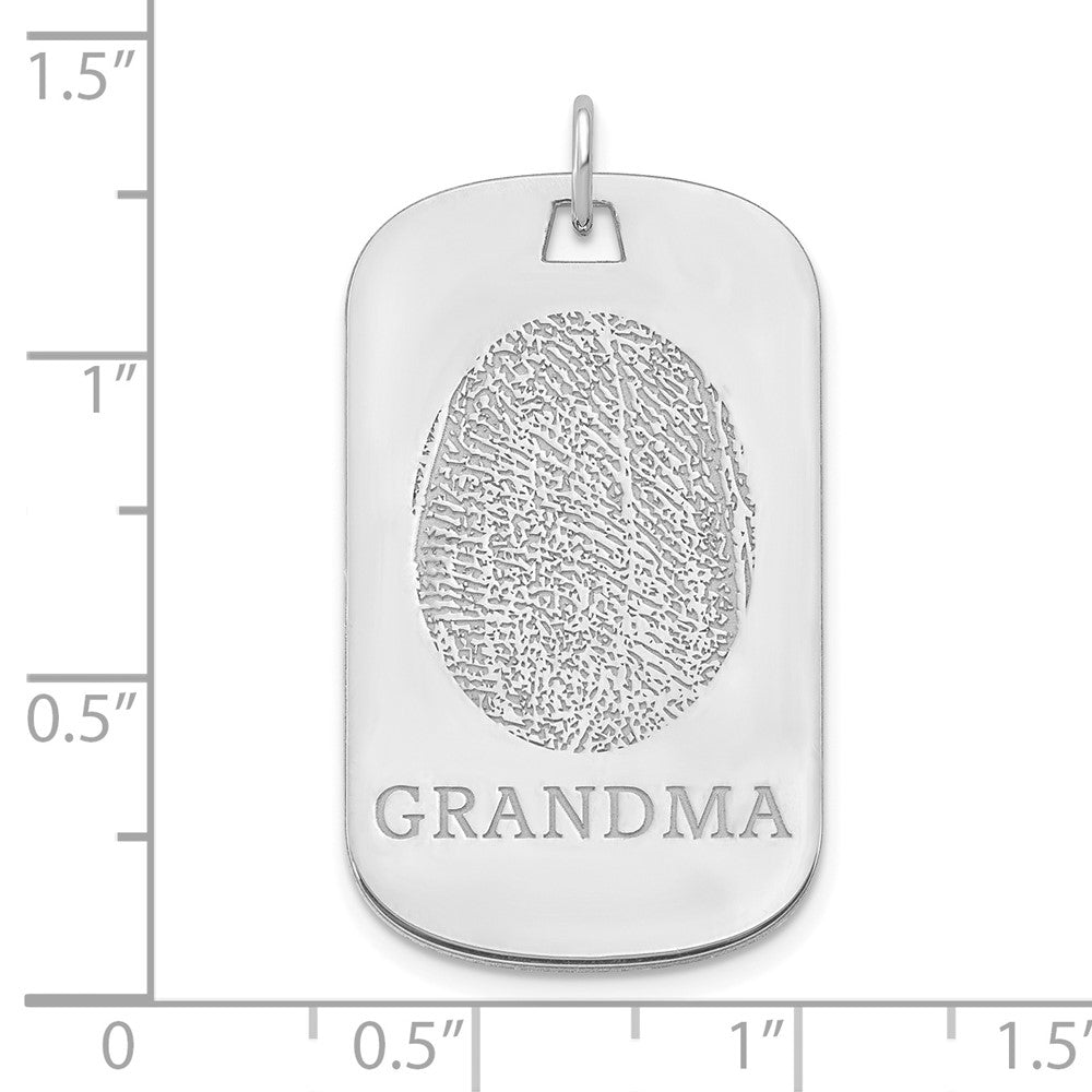 Sterling Silver/Rhodium-plated Fingerprint Dog Tag
