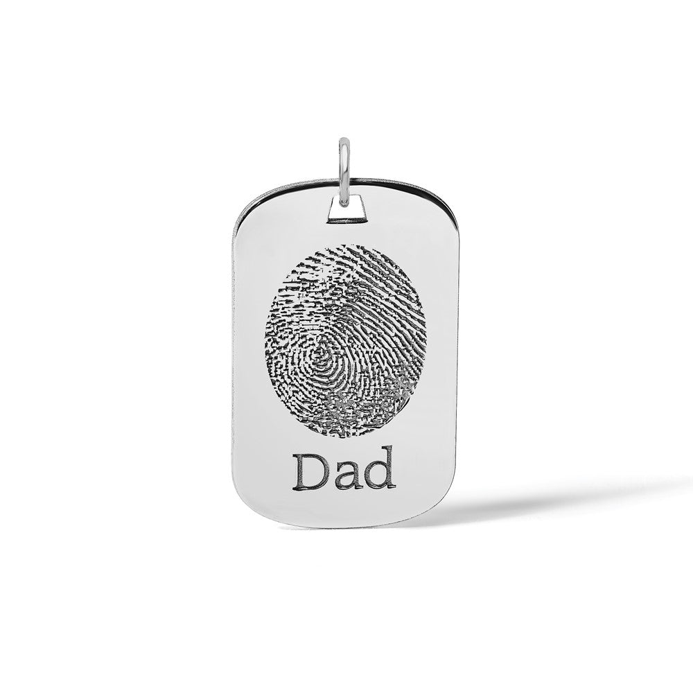 Sterling Silver/Rhodium-plated Fingerprint Dog Tag