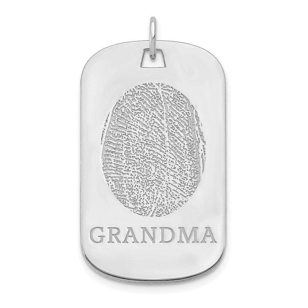 14k White Gold Fingerprint Dog Tag
