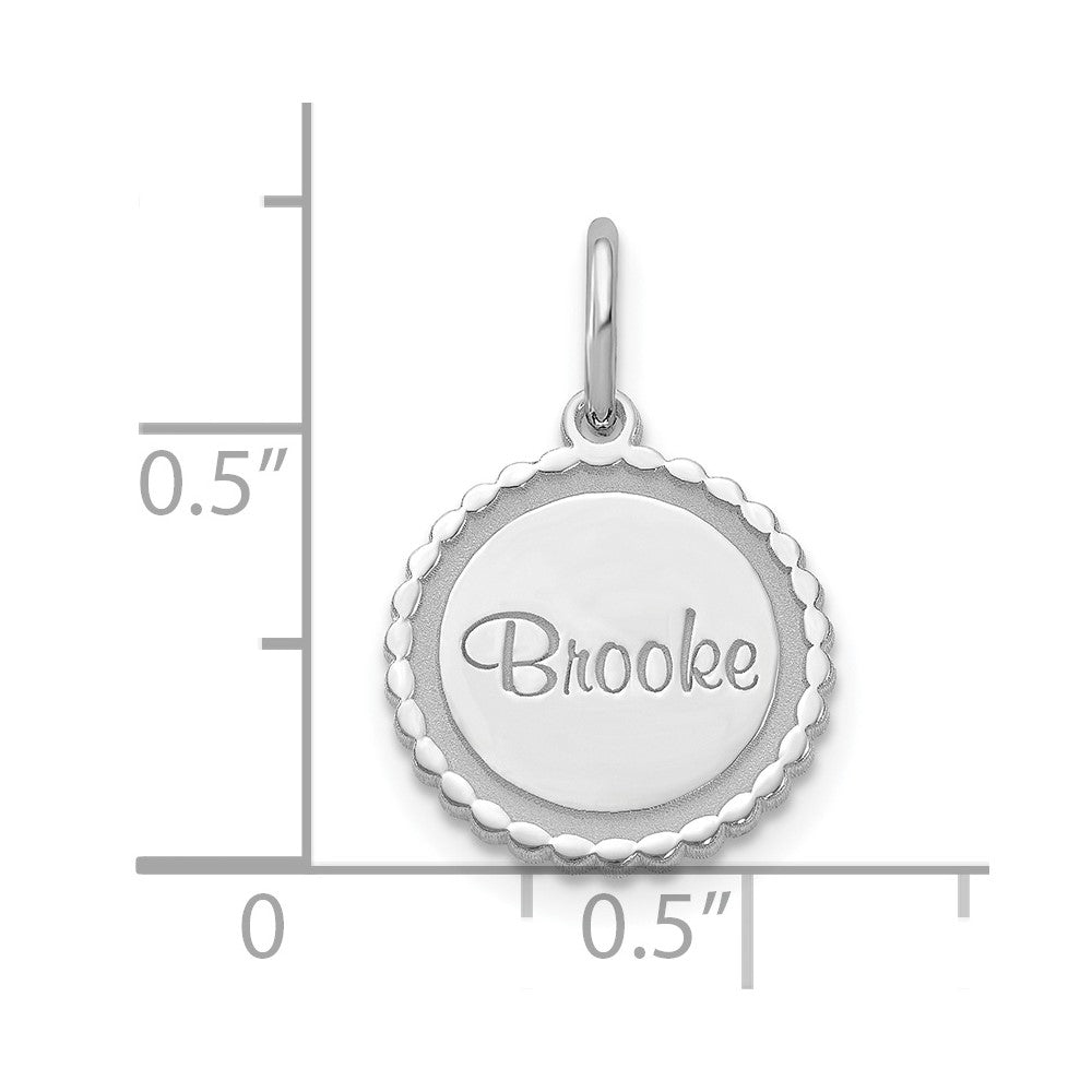 Sterling Silver/Rhodium-plated Scalloped Disc with Name Charm