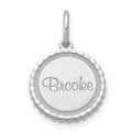 14K White Gold Scalloped Disc with Name Charm