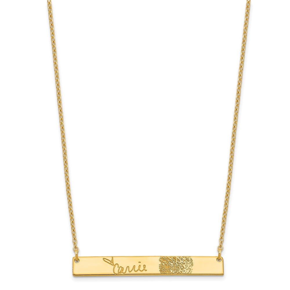 Sterling Silver/Gold-plated Signature and Fingerprint Bar Necklace