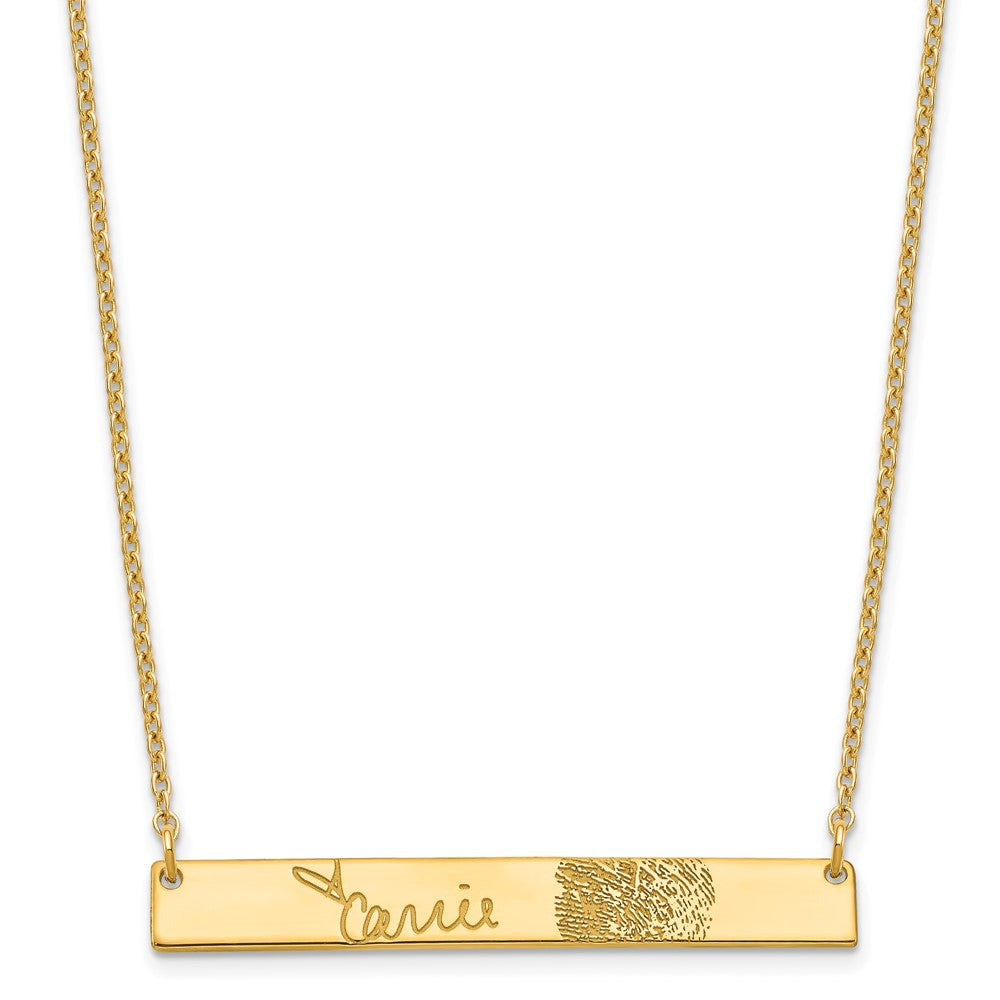 Sterling Silver/Gold-plated Signature and Fingerprint Bar Necklace