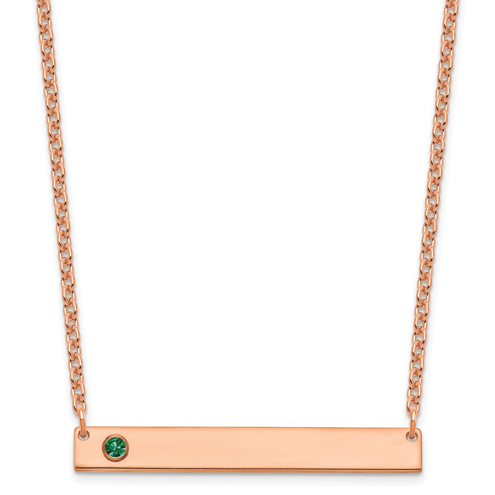 14K Rose gold 1 Birthstone w/ 14k Bezel Large Bar Necklace