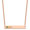 14K Rose Gold 3 Birthstone w/ 14k Bezel Large Bar Necklace