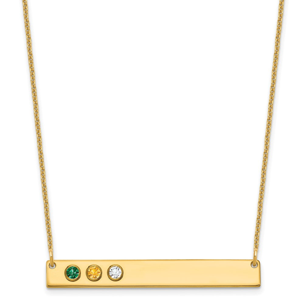 14KY 3 Birthstone w/ 14k Bezel Large Bar Necklace