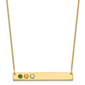 14KY 3 Birthstone w/ 14k Bezel Large Bar Necklace