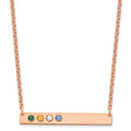 14K Rose Gold 4 Birthstone w/ 14k Bezel Large Bar Necklace