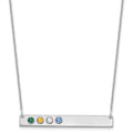 14KW 4 Birthstone w/ 18k Rhodium Plated Bezels Large Bar Necklace