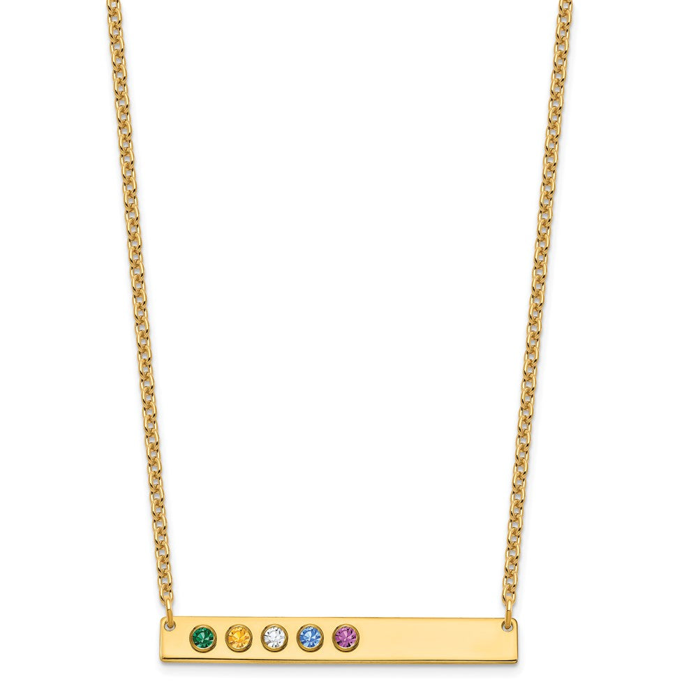 10KY 5 Birthstone w/ 14k Bezel Large Bar Necklace