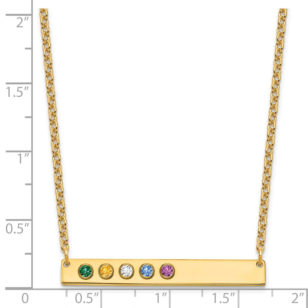 10KY 5 Birthstone w/ 14k Bezel Large Bar Necklace