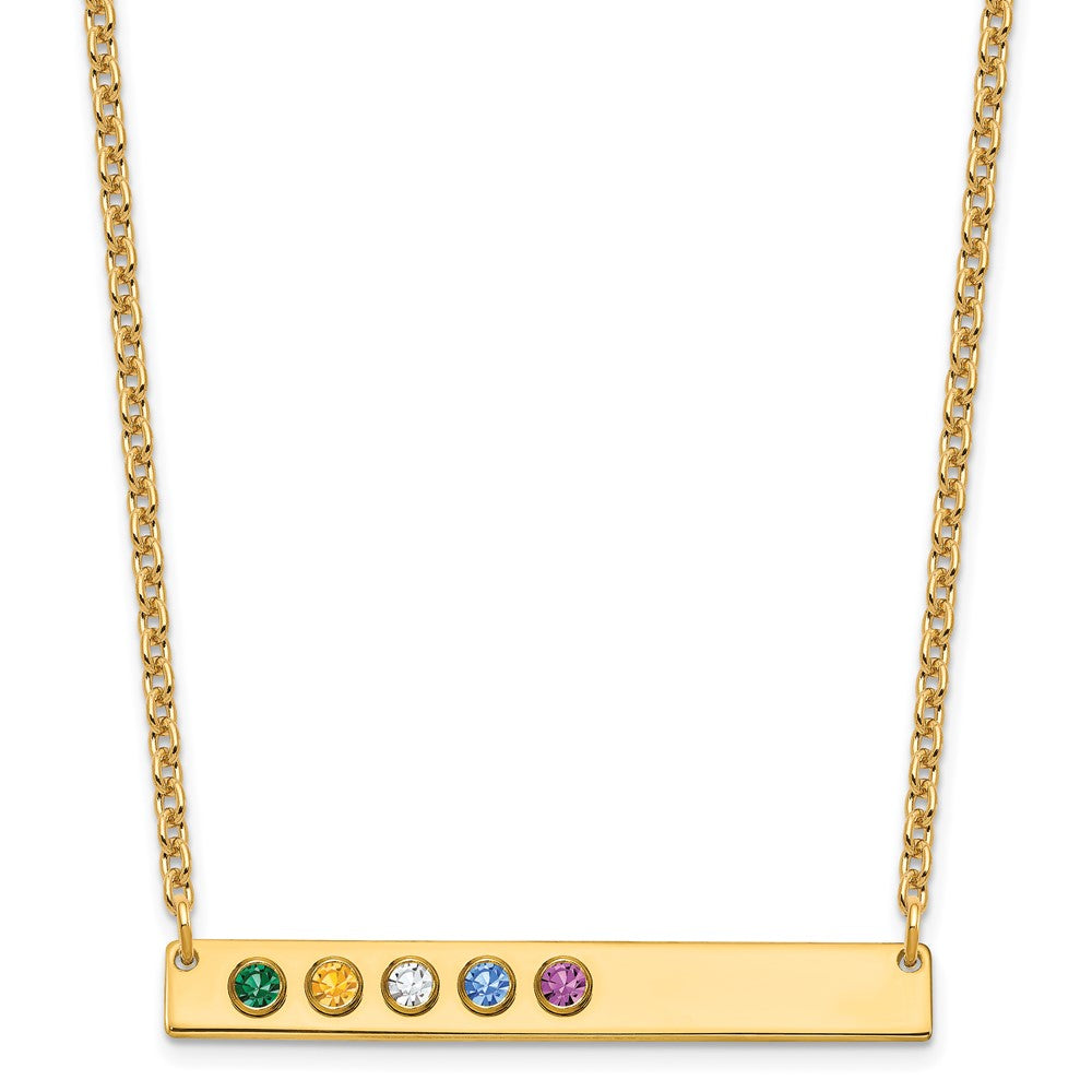 10KY 5 Birthstone w/ 14k Bezel Large Bar Necklace