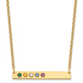 10KY 5 Birthstone w/ 14k Bezel Large Bar Necklace