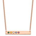14K Rose Gold 5 Birthstone w/ 14k Bezel Large Bar Necklace