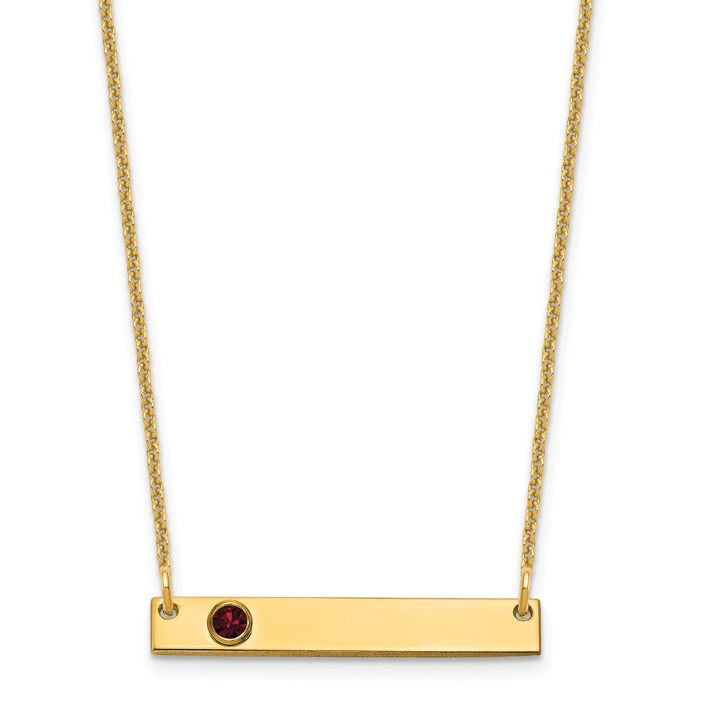 14KY 1 Birthstone w/ 14k Bezel Small Bar Necklace