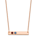 14K Rose Gold 2 Birthstone w/ 14k Bezel Small Bar Necklace