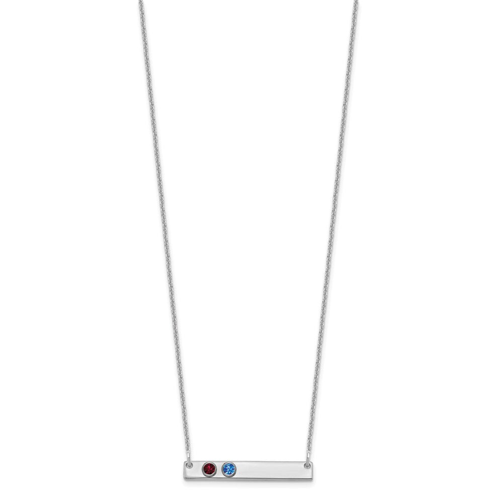 10KW 2 Birthstone w/ 14k Bezel Small Bar Necklace