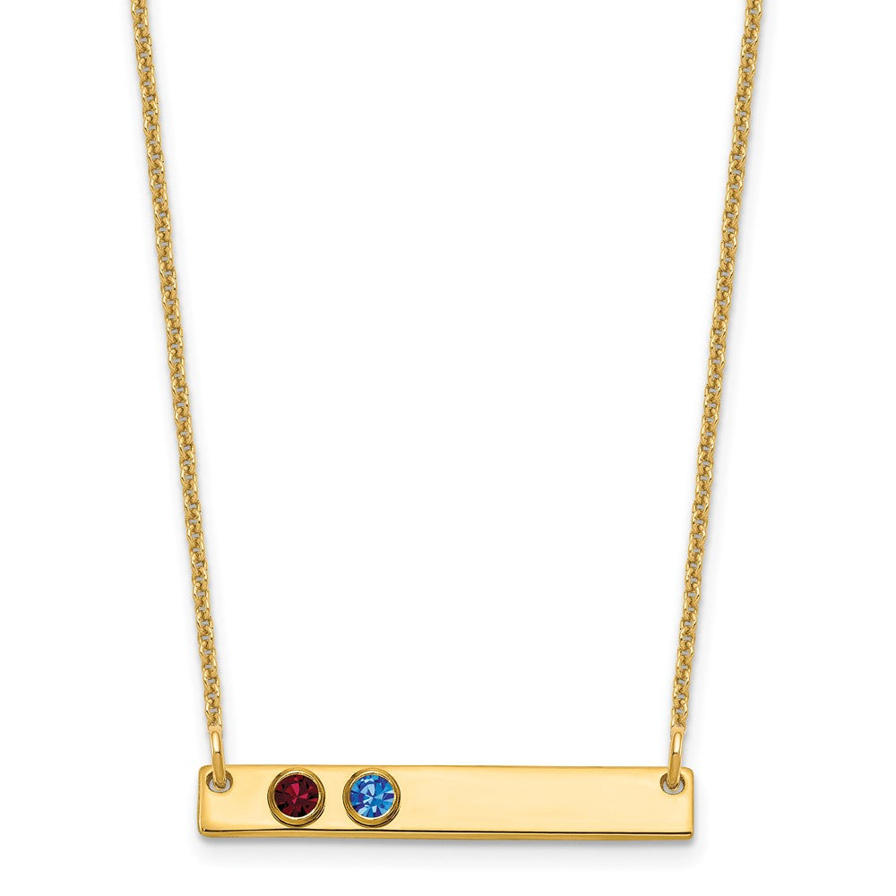 14KY 2 Birthstone w/ 14k Bezel Small Bar Necklace