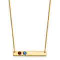 10KY 2 Birthstone w/ 14k Bezel Small Bar Necklace