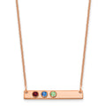 14K Rose Gold 3 Birthstone w/ 14k Bezel Small Bar Necklace