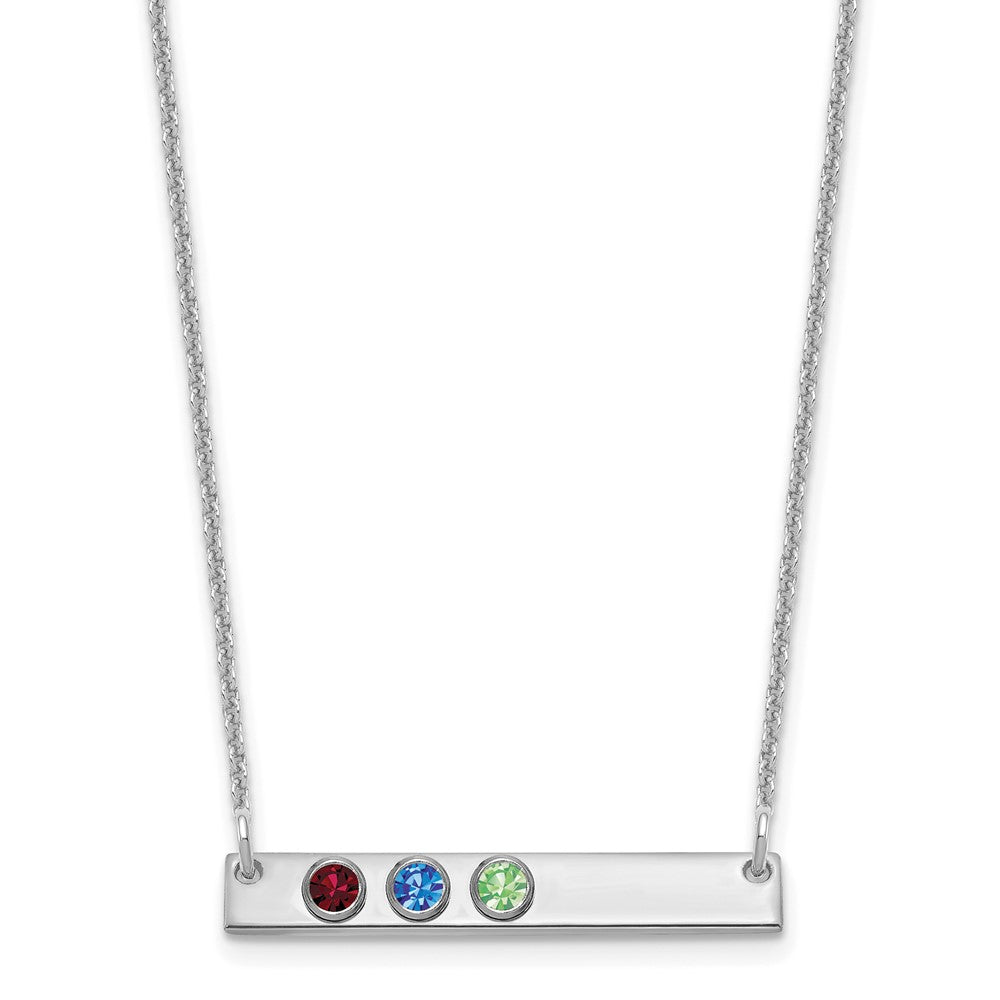 10KW 3 Birthstone w/ 14k Bezel Small Bar Necklace
