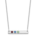 14KW 3 Birthstone w/ 18k Rhodium Plated Bezels Small Bar Necklace