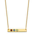 14KY 3 Birthstone w/ 14k Bezel Small Bar Necklace