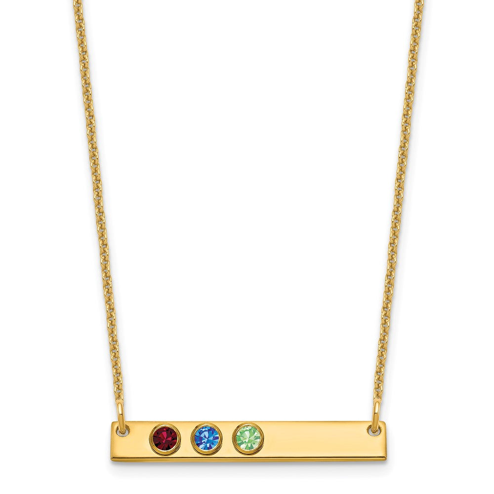 14KY 3 Birthstone w/ 14k Bezel Small Bar Necklace