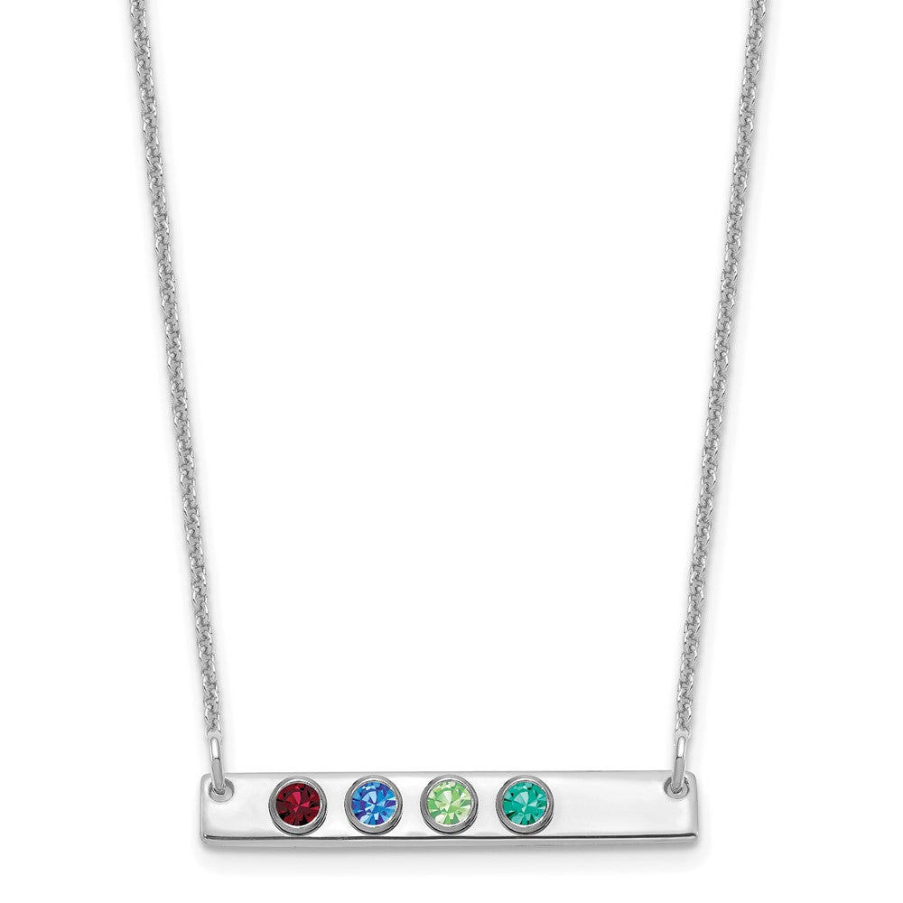 10KW 4 Birthstone w/ 14k Bezel Small Bar Necklace
