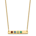 14KY 4 Birthstone w/ 14k Bezel Small Bar Necklace