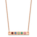 14K Rose Gold 5 Birthstone w/ 14k Bezel Small Bar Necklace