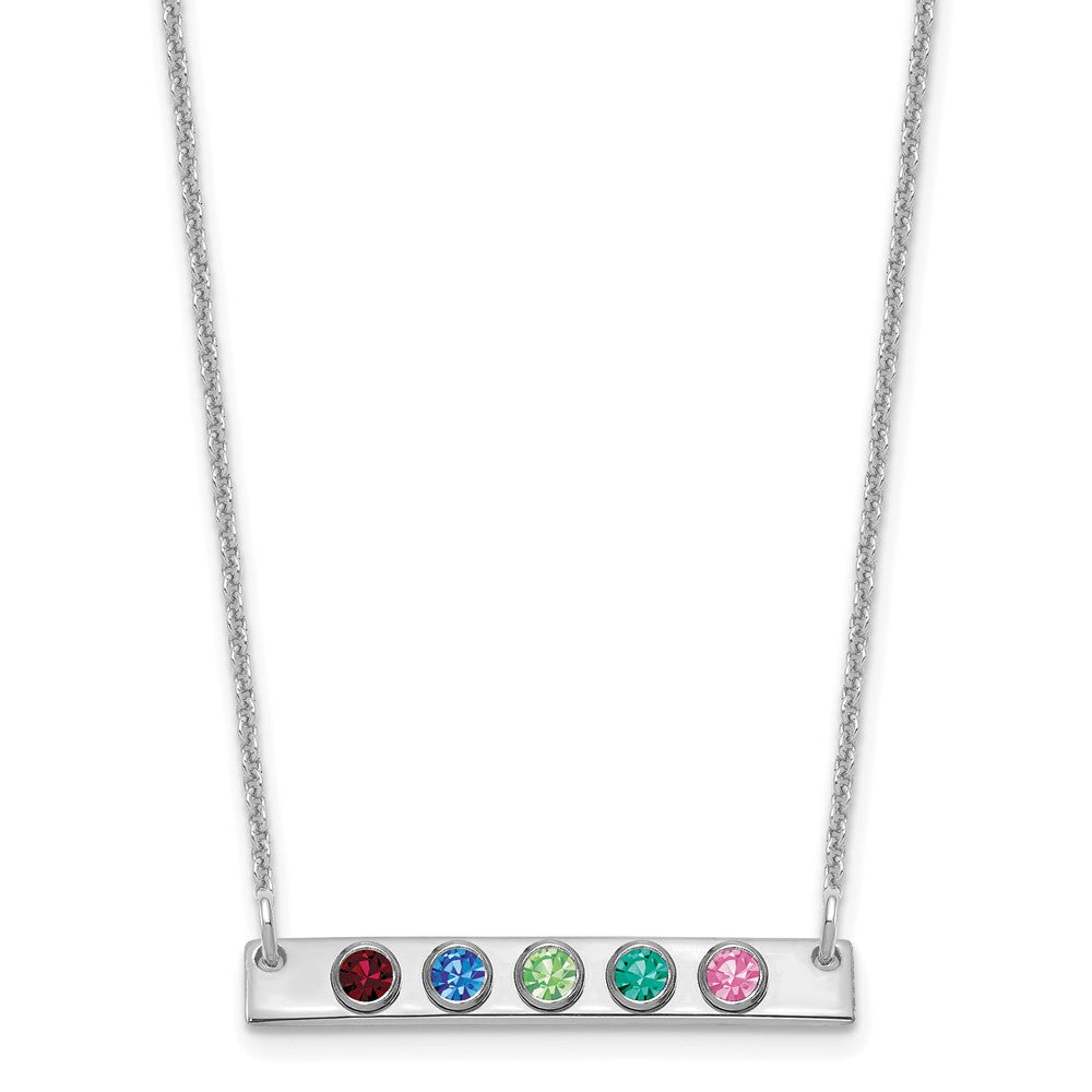 10KW 5 Birthstone w/ 14k Bezel Small Bar Necklace