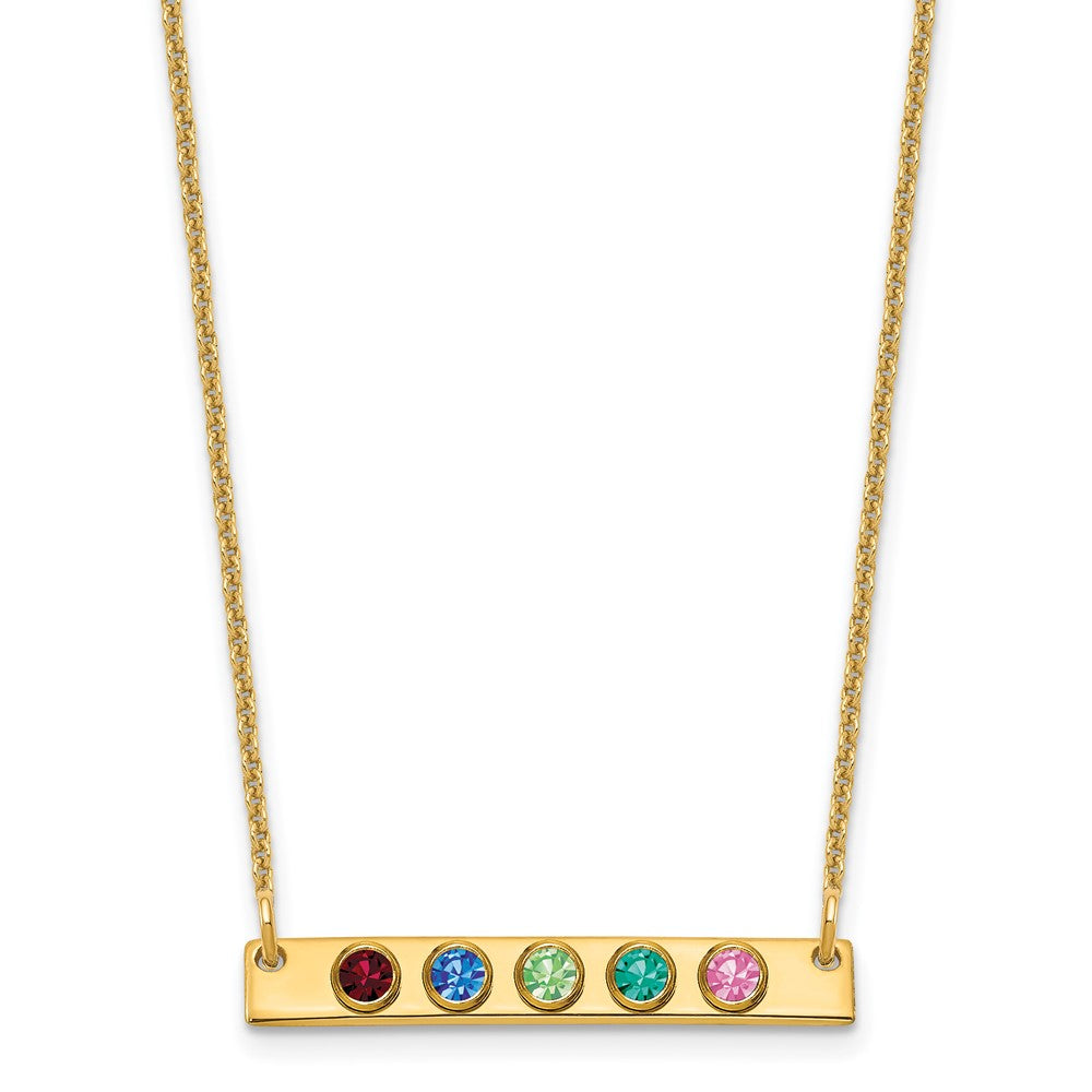 10KY 5 Birthstone w/ 14k Bezel Small Bar Necklace