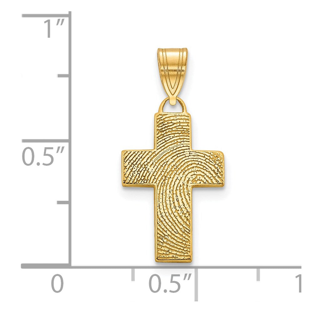 Sterling Silver/Gold-plated Small Cross Fingerprint Pendant