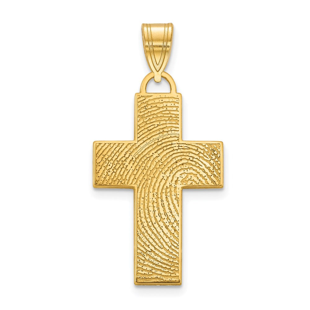 Sterling Silver/Gold-plated Large Cross Fingerprint Pendant