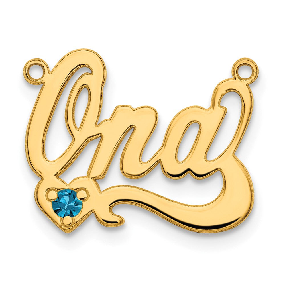 Sterling Silver/Gold-plated Birthstone Heart Name Plate