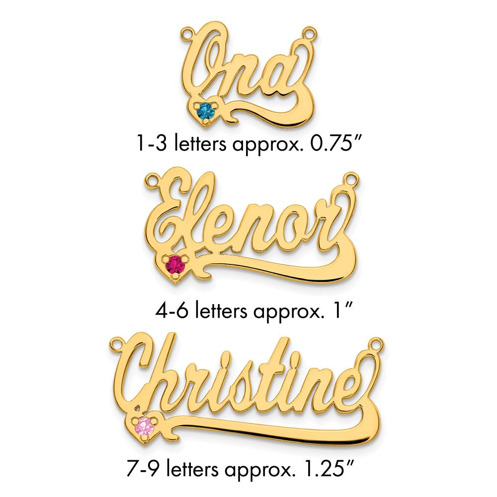Sterling Silver/Gold-plated Birthstone Heart Name Plate