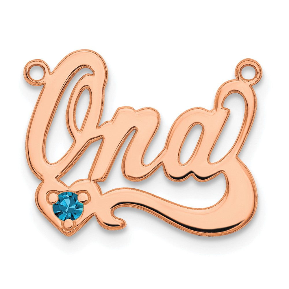 Sterling Silver/Rose-plated Birthstone Heart Name Plate