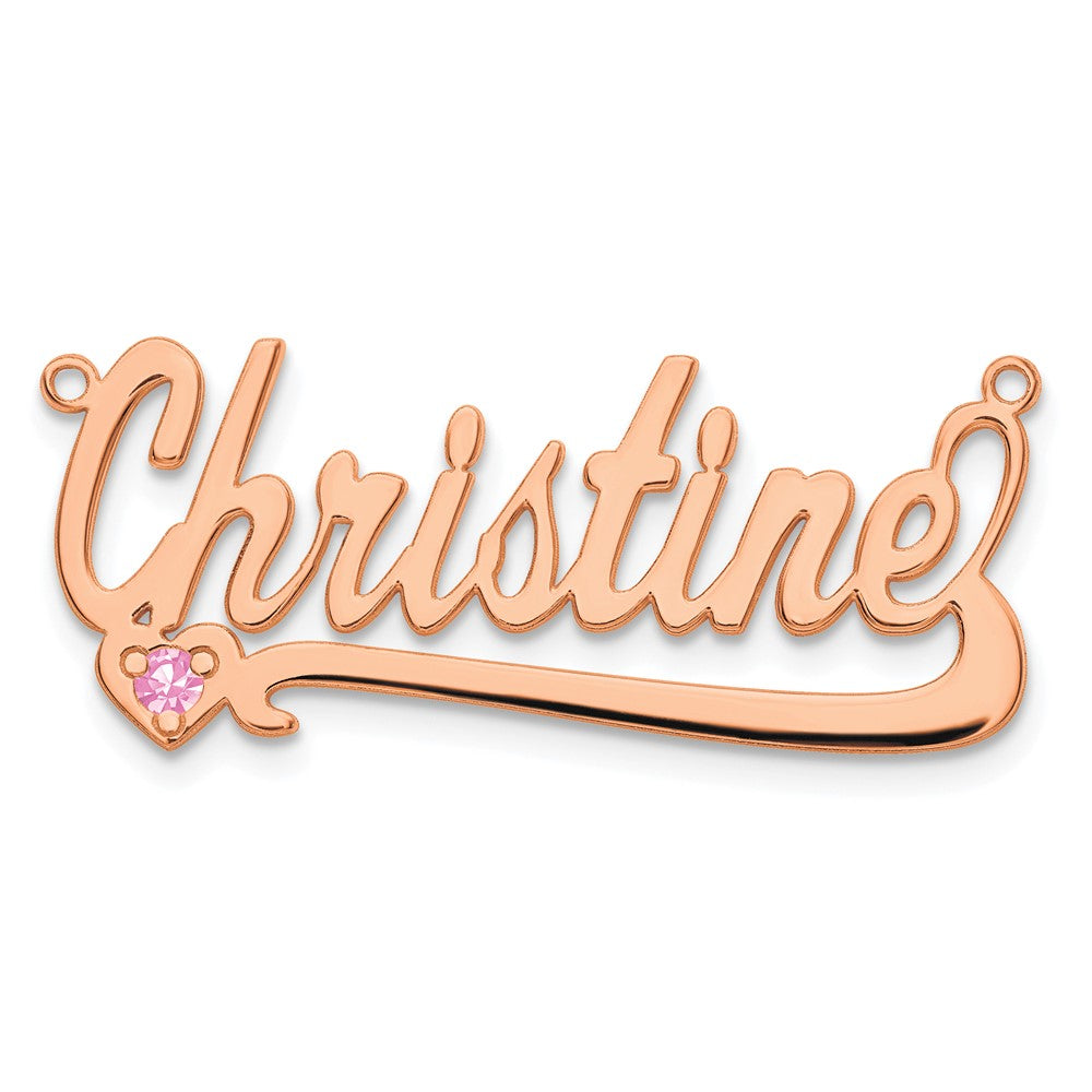 Sterling Silver/Rose-plated Birthstone Heart Name Plate