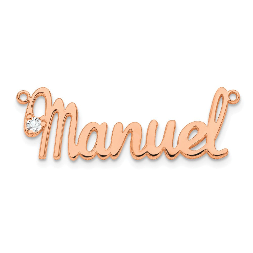 Sterling Silver/Rose-plated Birthstone Name Plate