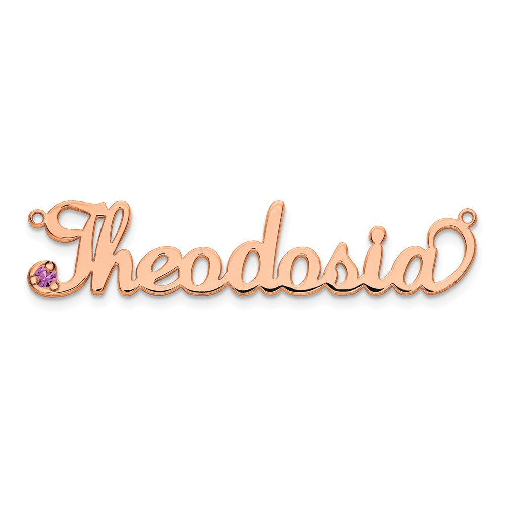 Sterling Silver/Rose-plated Birthstone Name Plate