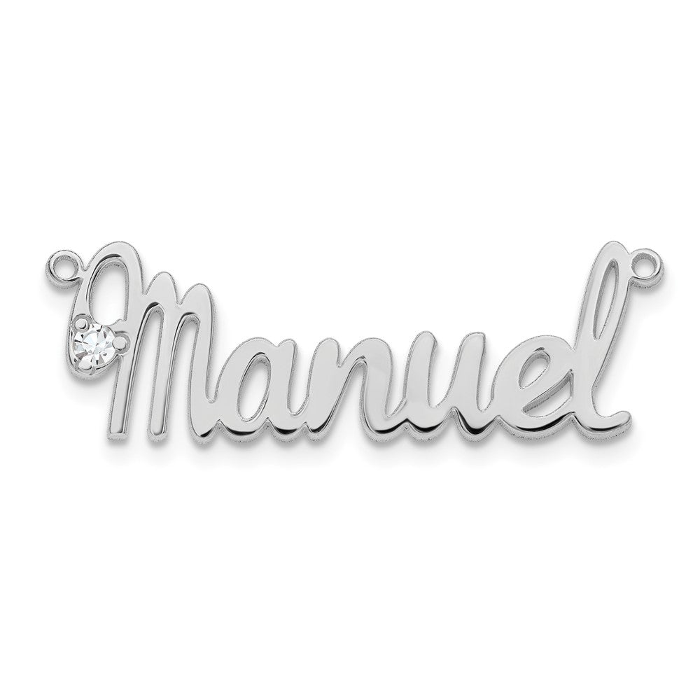 Sterling Silver/Rhodium-plated Birthstone Name Plate