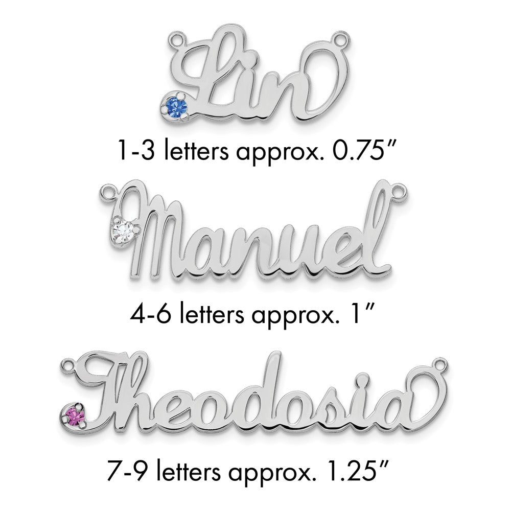 Sterling Silver/Rhodium-plated Birthstone Name Plate