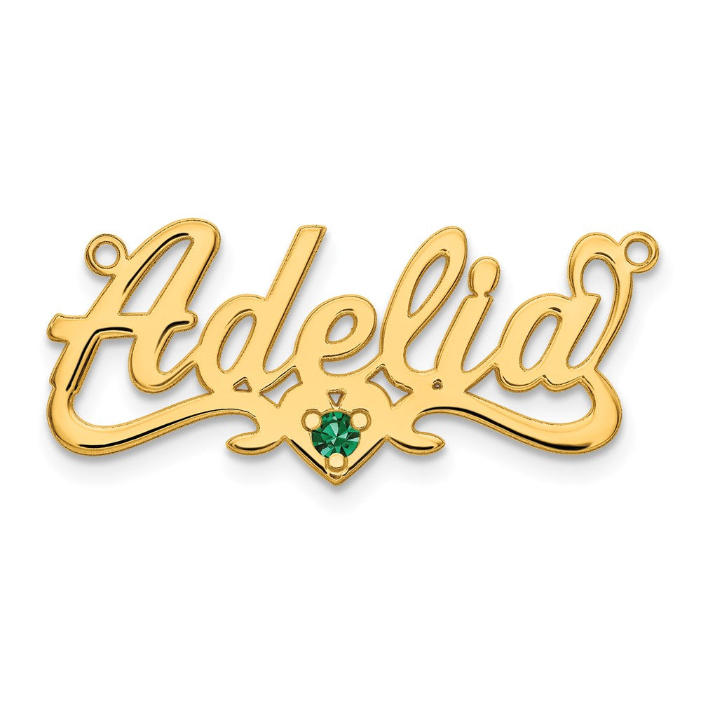 Sterling Silver/Gold-plated Birthstone Heart Name Plate
