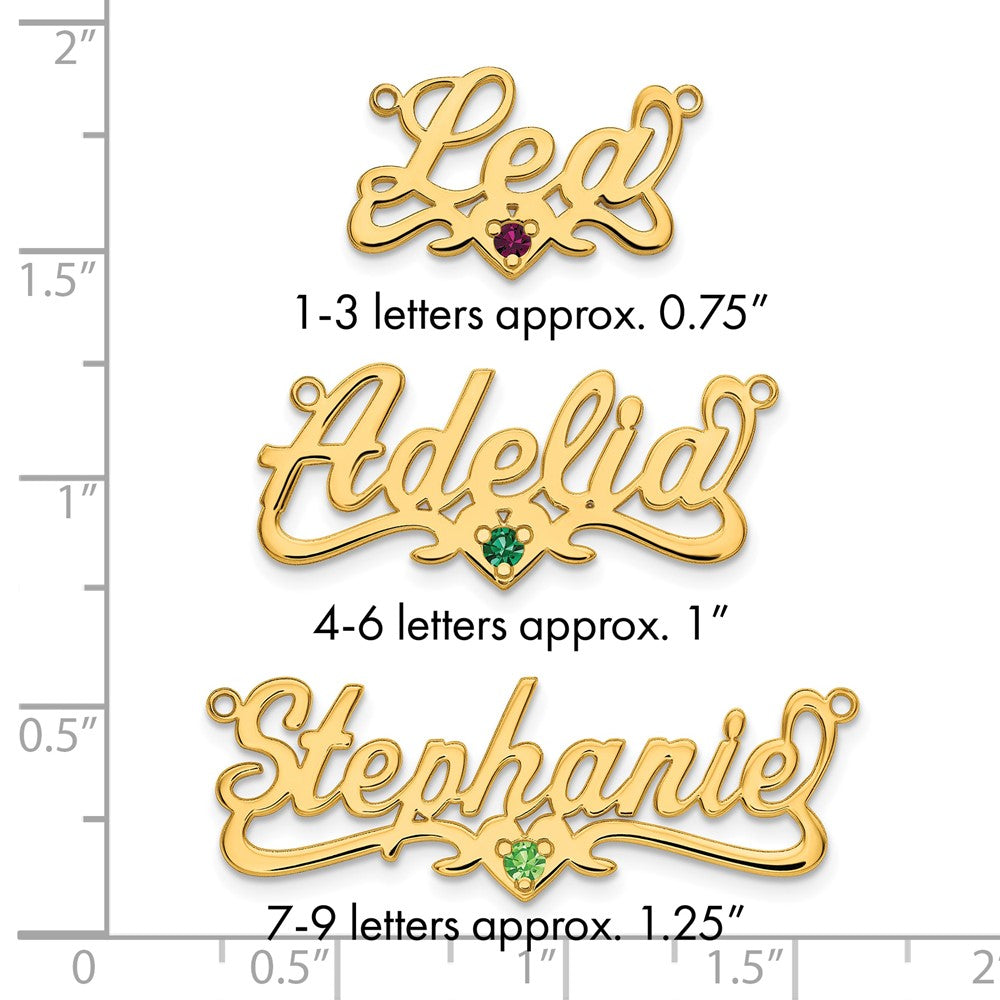 14k Yellow Gold Birthstone Heart Name Plate