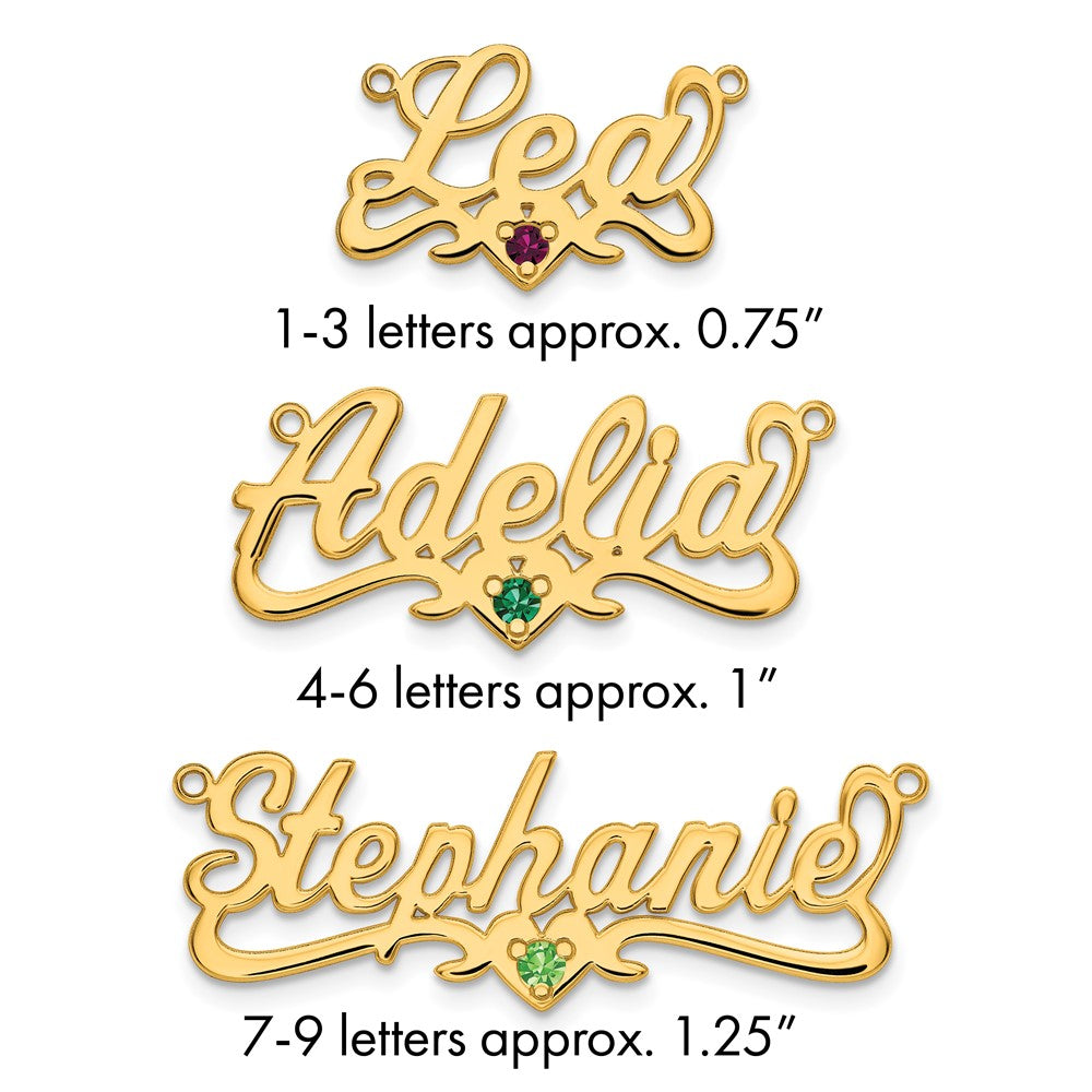 14k Yellow Gold Birthstone Heart Name Plate